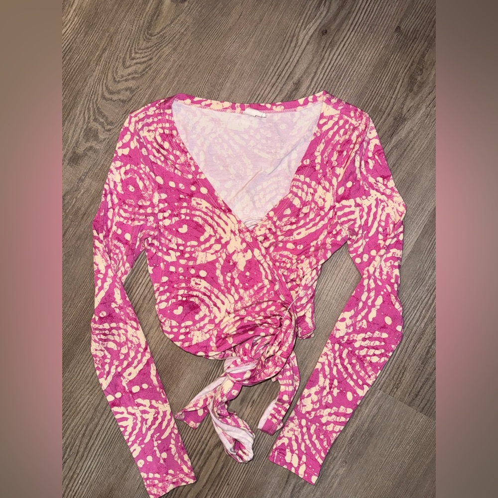 Daily Practice By Anthropologie Vibrant Pink Wrap Blouse